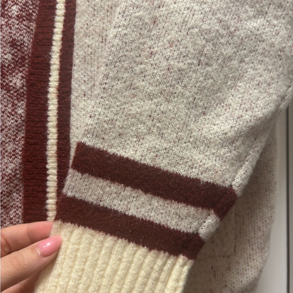Anthropologie Flat White Game Day Football Cardigan Sweater | One Size NWT - Picture 8 of 10